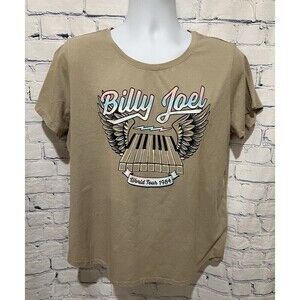 Official Billy Joel World Tour 1984 Piano Wings Taupe Crew Neck T Shirt XL